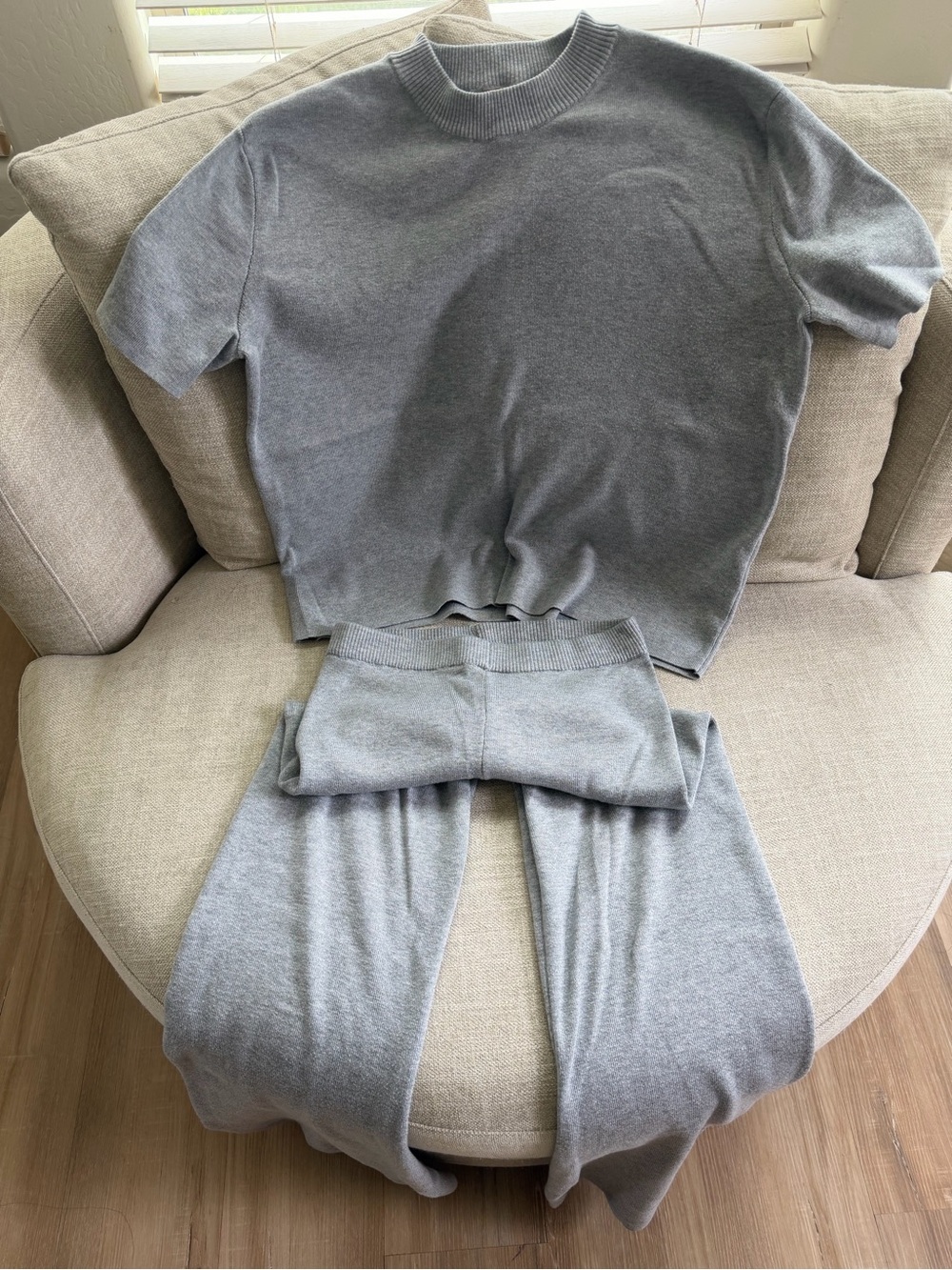 H&M Women's Gray Wide-Leg Knit Jumpsuit Set